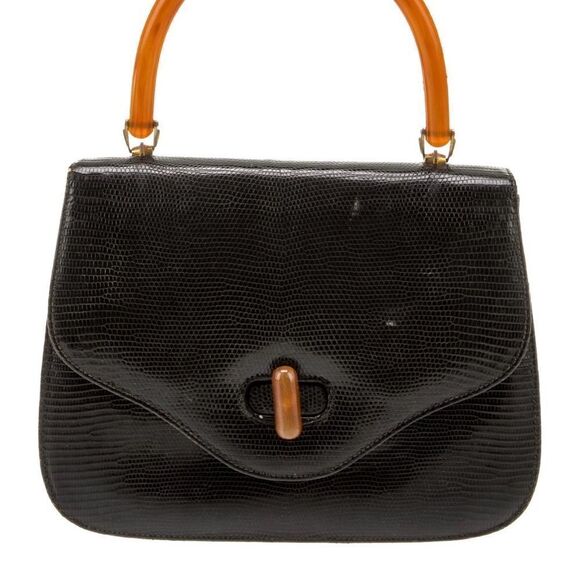 Gucci Top Handle black lizard print Bag - Picture 13 of 16
